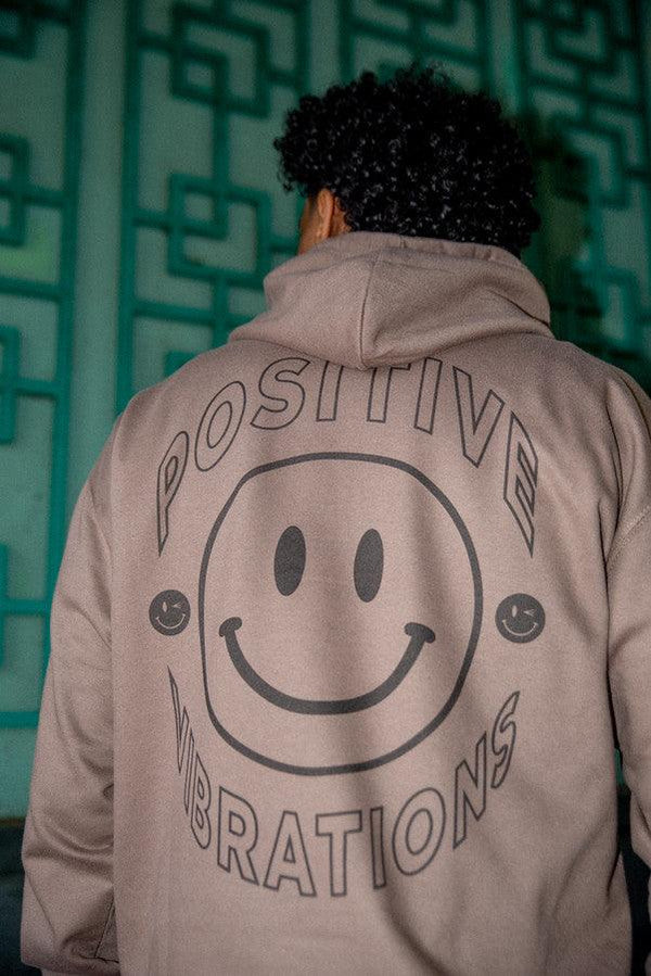 Heavyweight Hoodie in Mocha with 90s Rave Smiley Print by Dreambutdonotsleep