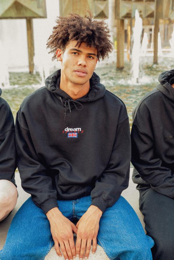 Hoodie in black with Dream Sports Logo Embroidery by Dreambutdonotsleep