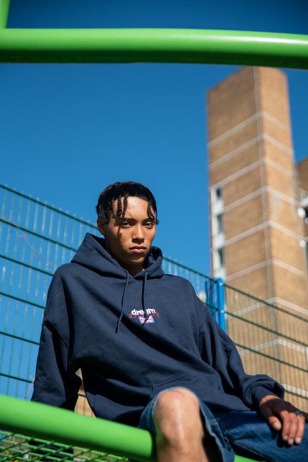 Hoodie in Navy with Dream Sports Logo Embroidery by Dreambutdonotsleep