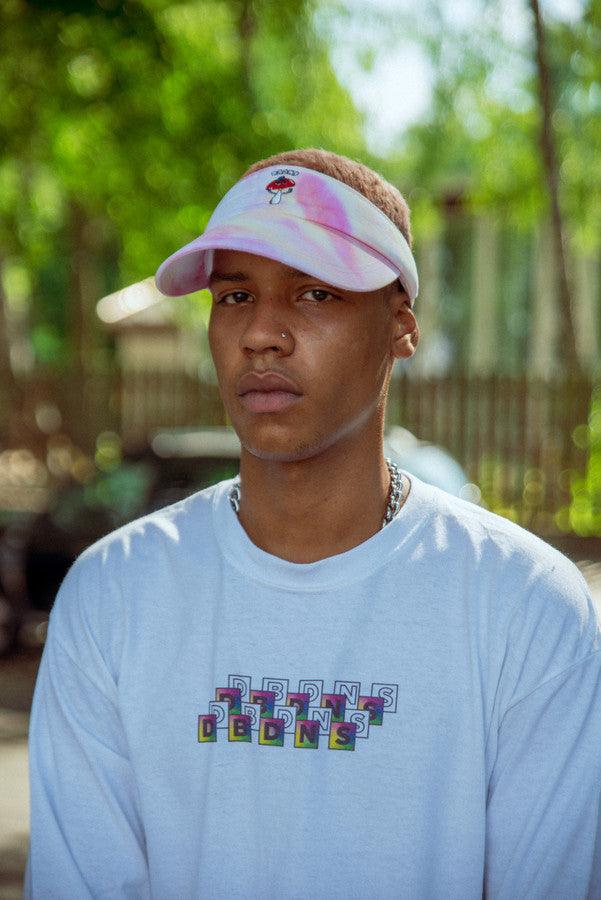 Long Sleeve Tshirt in White with Square Geometric Logo Print by Dreambutdonotsleep