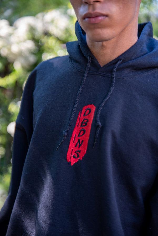 Black Hoodie With Red Dragon Embroidery by Dreambutdonotsleep