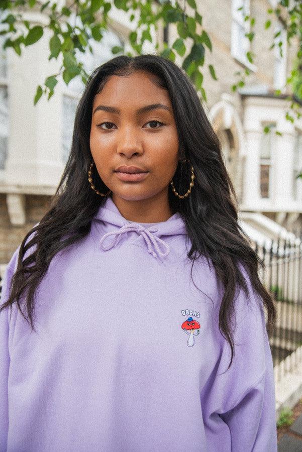 Hoodie in Lilac with Bro Shroom Embroidery by Dreambutdonotsleep