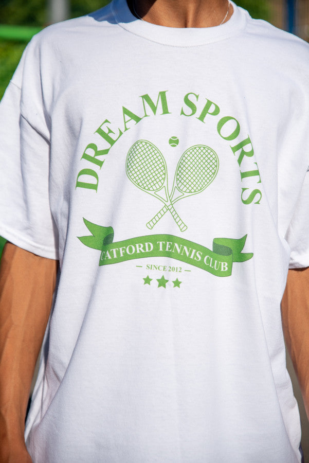 Short Sleeved T-Shirt in White Dream Sports Tennis Club by Dreambutdonotsleep