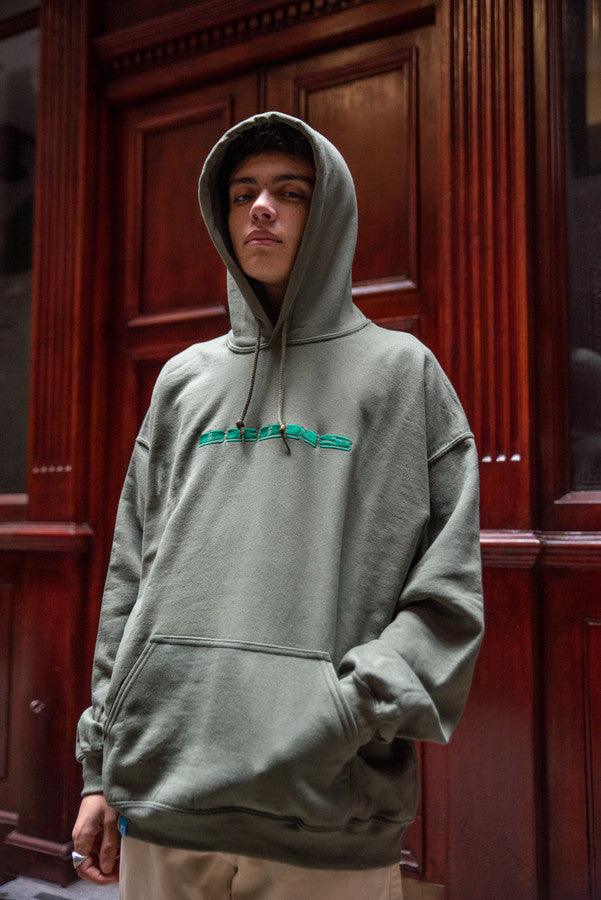 Green Hoodie With Green DBDNS Embroidery by Dreambutdonotsleep