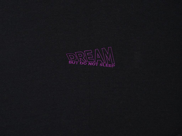 Black Hoodie With Violet Dream Embroidery by Dreambutdonotsleep