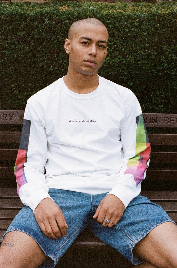 Long Sleeved T-shirt In White With Light Leak Print by Dreambutdonotsleep