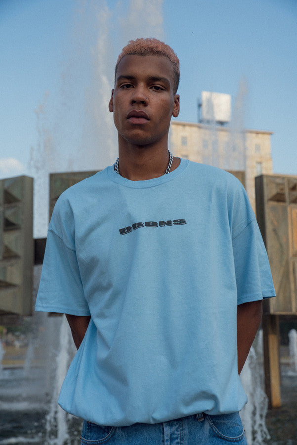 Short Sleeve Tshirt in Light Blue with QR Code Print by Dreambutdonotsleep