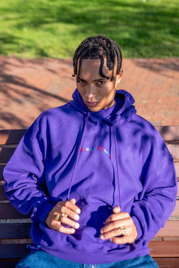 Hoodie in Dark Purple with Dream Sports Embroidery by Dreambutdonotsleep