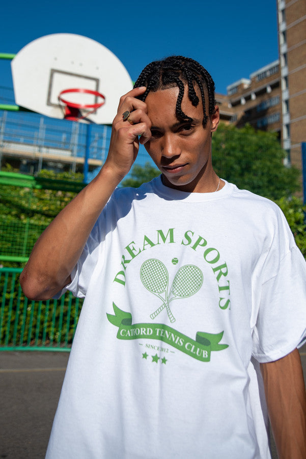 Short Sleeved T-Shirt in White Dream Sports Tennis Club by Dreambutdonotsleep