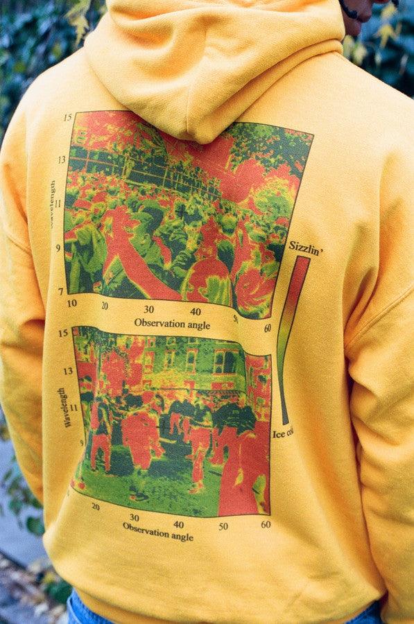 Gold Hoodie With Dream In Infrared Print by Dreambutdonotsleep