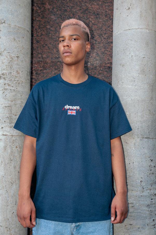 Navy T-shirt With Dream Sports Embroidered Logo by Dreambutdonotsleep