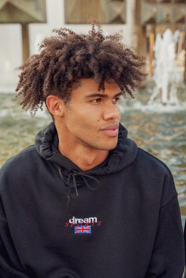 Hoodie in black with Dream Sports Logo Embroidery by Dreambutdonotsleep