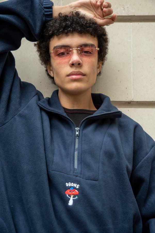 Fleece In Navy With Bro Shroom Embroidery-0