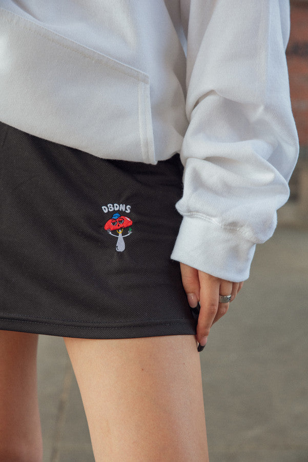 Skort in Black with Bro Shroom Embroidery-4