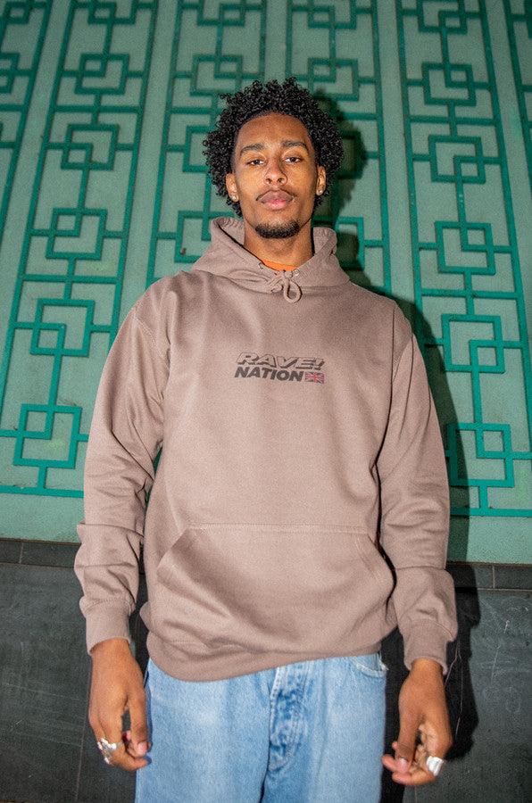 Heavyweight Hoodie in Mocha with 90s Rave Smiley Print by Dreambutdonotsleep