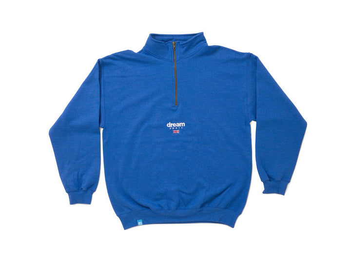 Royal Blue 1-4 zip sweatshirt With Dream Sport Design by Dreambutdonotsleep