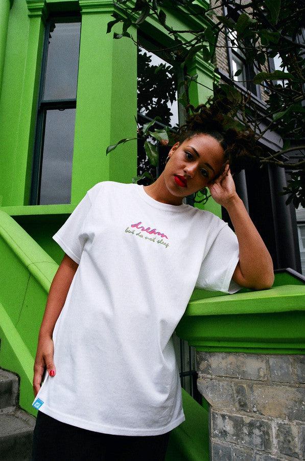 90s Logo Design On White Short Sleeved T-shirt-2