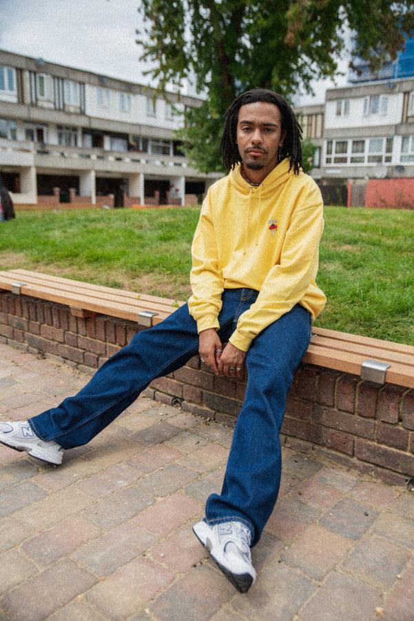 Hoodie in Yellow with Bro Shroom Embroidery by Dreambutdonotsleep