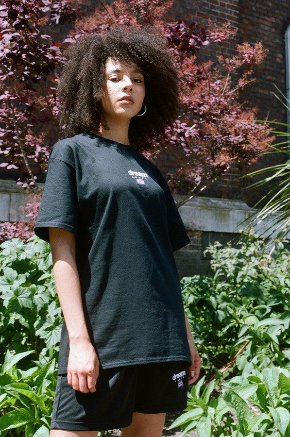 Black T-shirt With Dream Sport Embroidered Logo by Dreambutdonotsleep