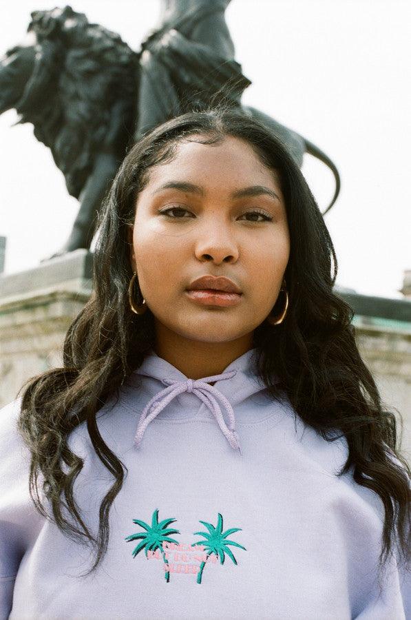 Hoodie in Lilac with Palm Tree Embroidery by Dreambutdonotsleep