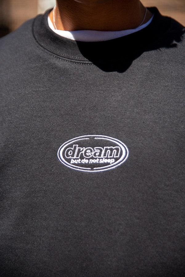 Black Sweatshirt With Oval Logo Embroidery by Dreambutdonotsleep