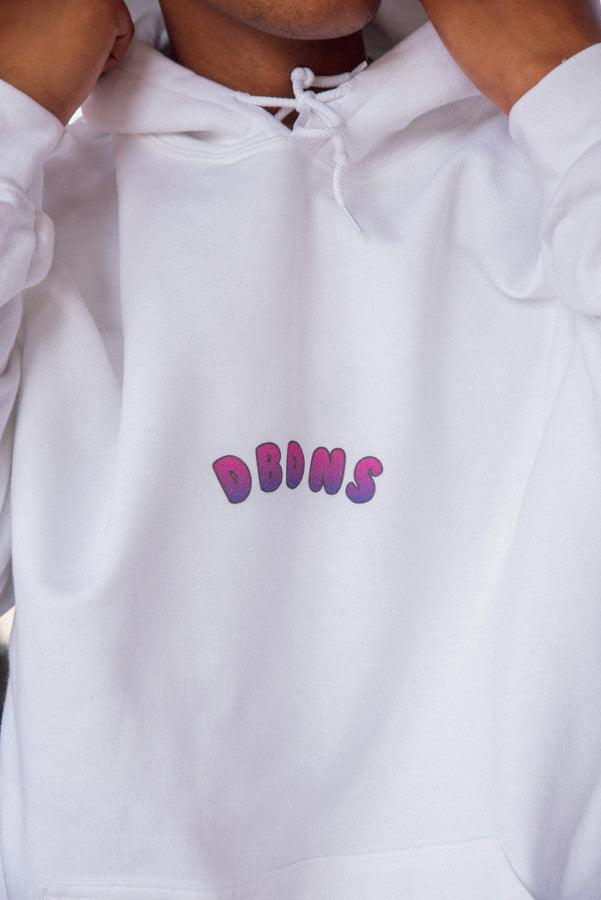 Hoodie in White with Grape Bubble Logo Print by Dreambutdonotsleep