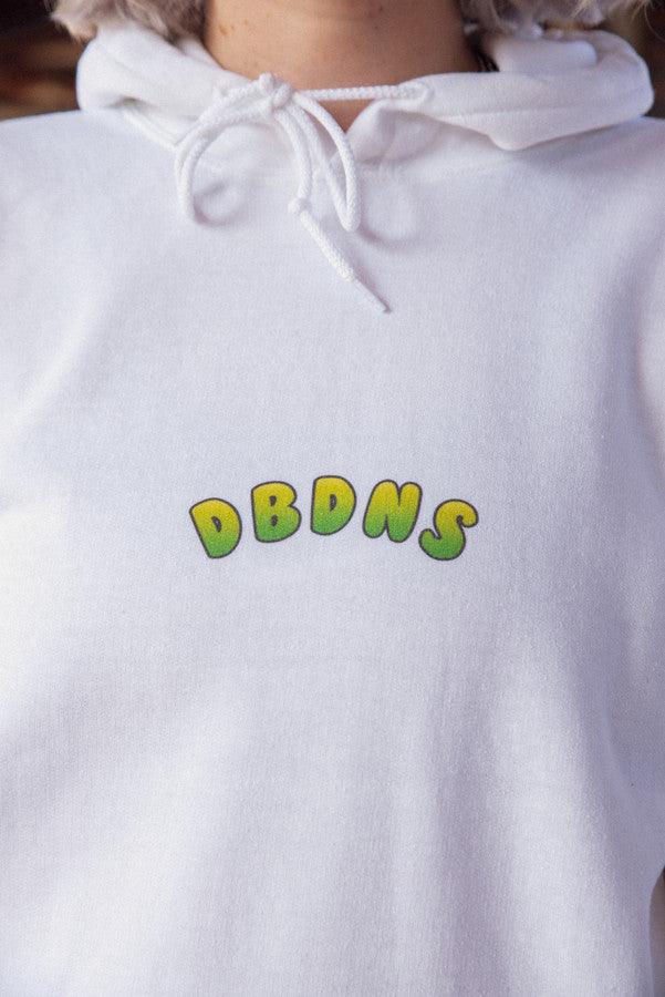 Hoodie in White with Apple Bubble Logo Print by Dreambutdonotsleep