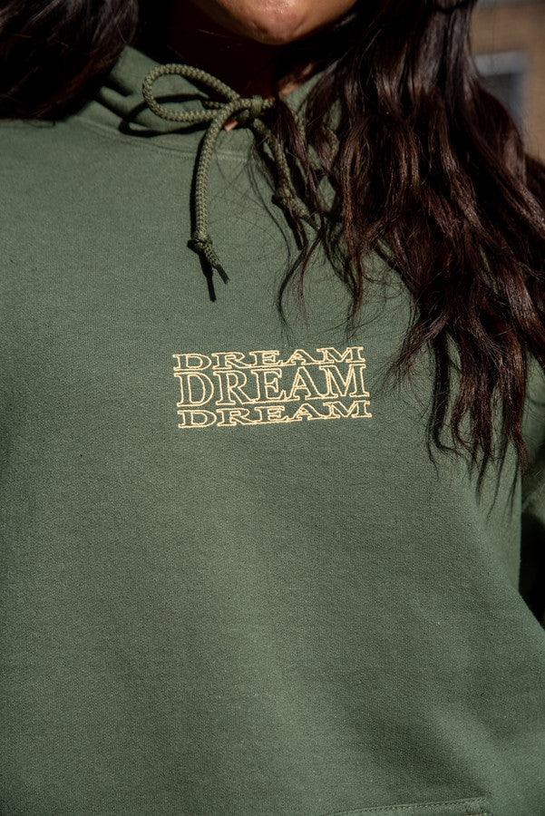 Hoodie In Military Green With Repeat Embroidery by Dreambutdonotsleep