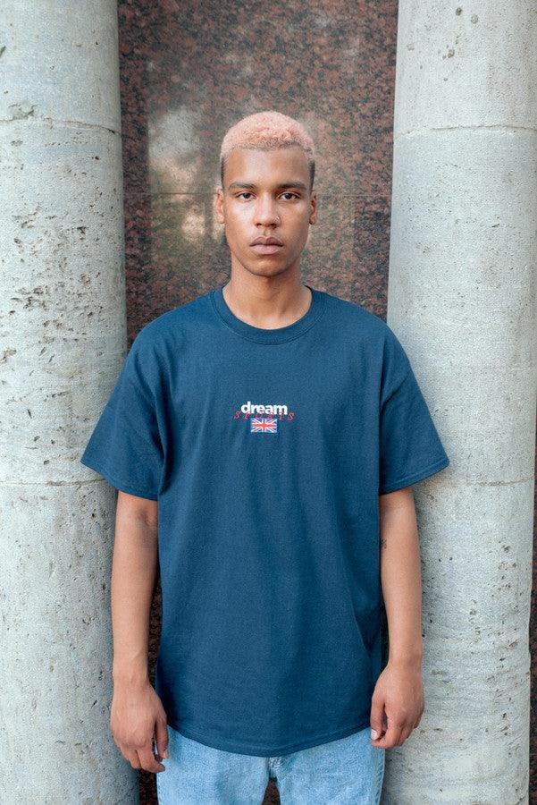 Navy T-shirt With Dream Sports Embroidered Logo by Dreambutdonotsleep