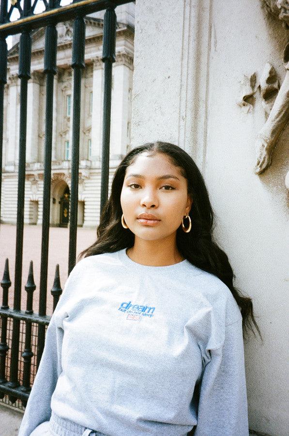 Long Sleeve T-shirt in Heather Grey with Embroidered Logo by Dreambutdonotsleep