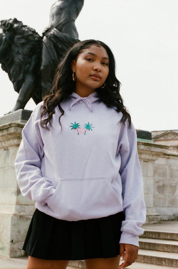 Hoodie in Lilac with Palm Tree Embroidery by Dreambutdonotsleep