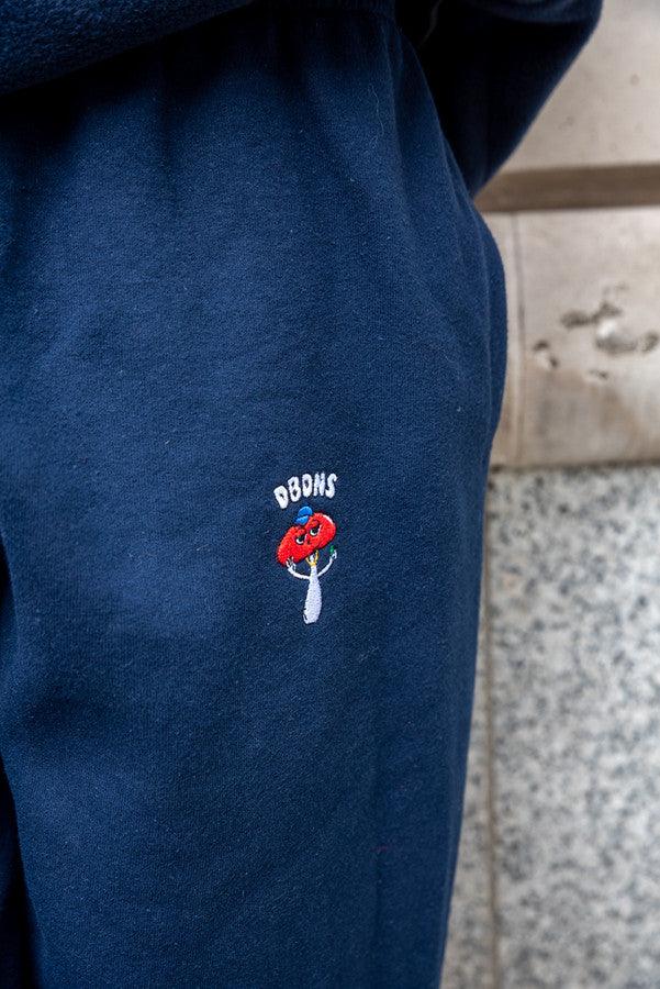 Joggers in Navy with Embroidered Bro Shroom by Dreambutdonotsleep