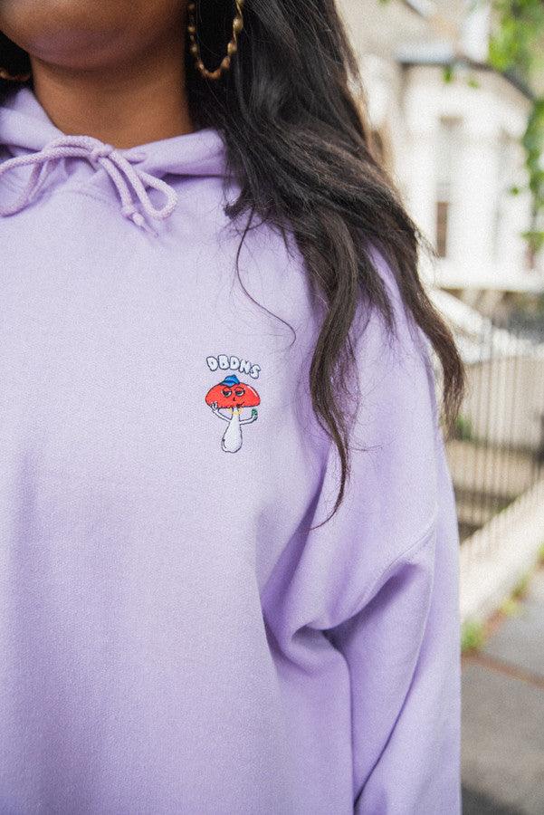 Hoodie in Lilac with Bro Shroom Embroidery by Dreambutdonotsleep