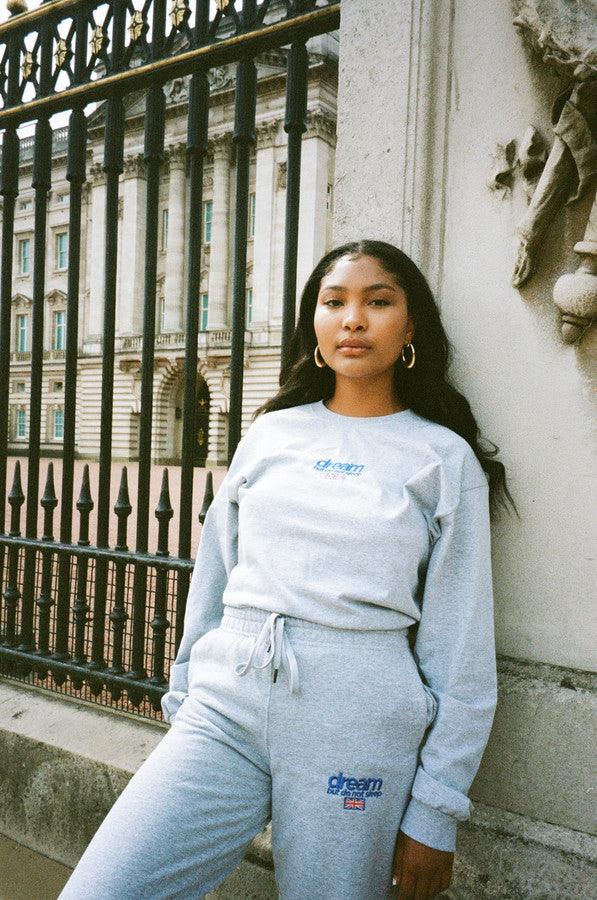 Long Sleeve T-shirt in Heather Grey with Embroidered Logo by Dreambutdonotsleep