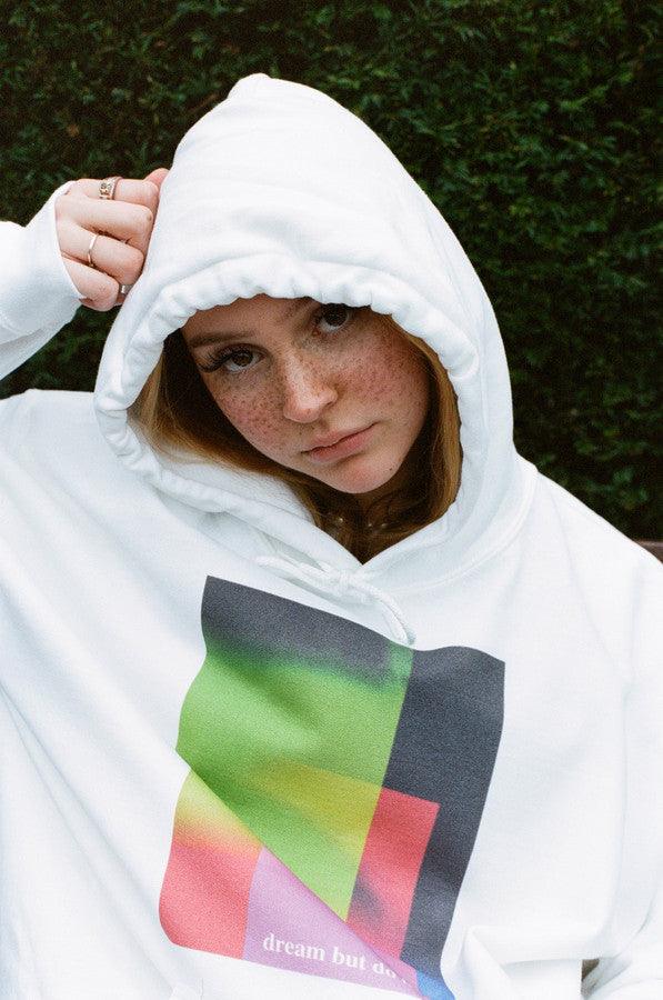 Hoodie In White With Light Leak Print-3