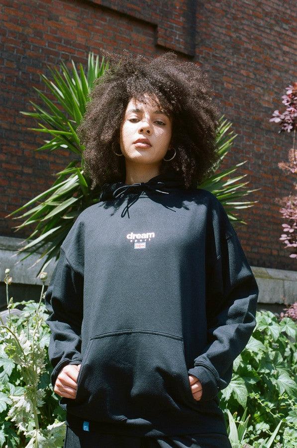 Black Hoodie With Dream Sport Embroidered Logo by Dreambutdonotsleep