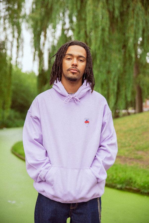 Hoodie in Lilac with Bro Shroom Embroidery by Dreambutdonotsleep