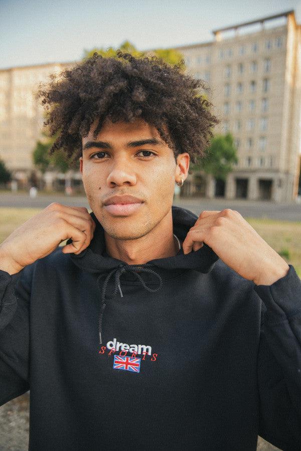 Hoodie in black with Dream Sports Logo Embroidery-1