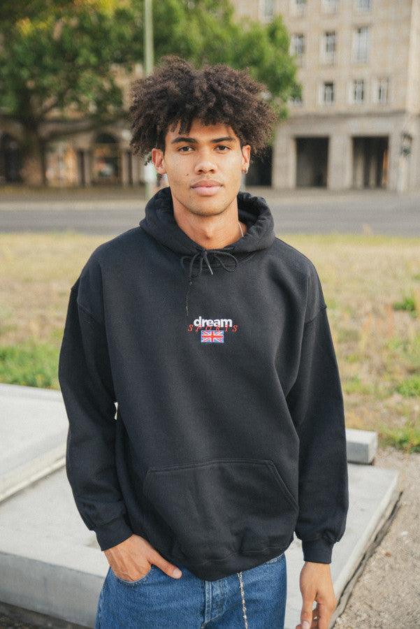 Hoodie in black with Dream Sports Logo Embroidery by Dreambutdonotsleep