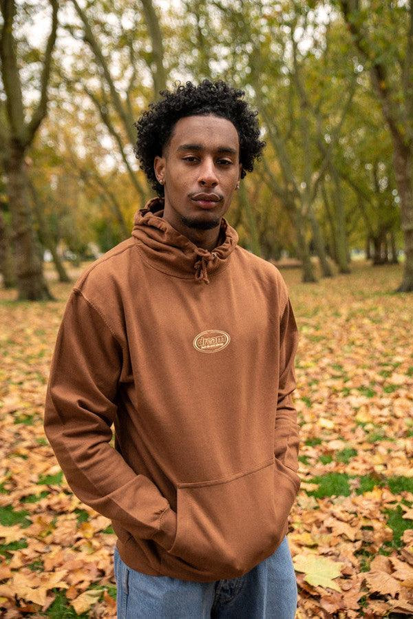 Hoodie in Caramel Toffee With Oval Logo Embroidery by Dreambutdonotsleep