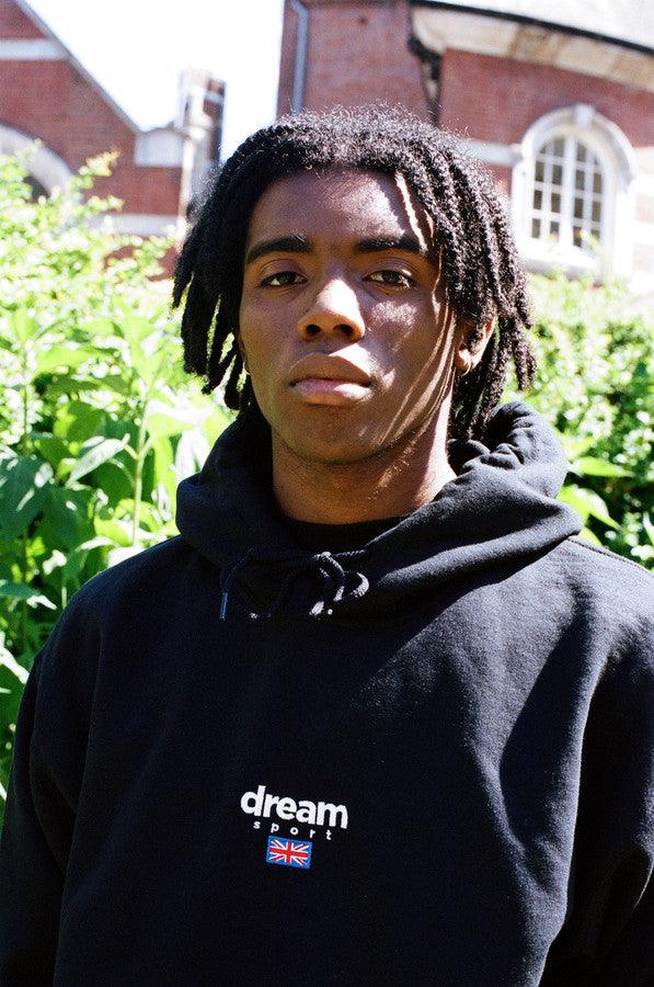 Black Hoodie With Dream Sport Embroidered Logo by Dreambutdonotsleep