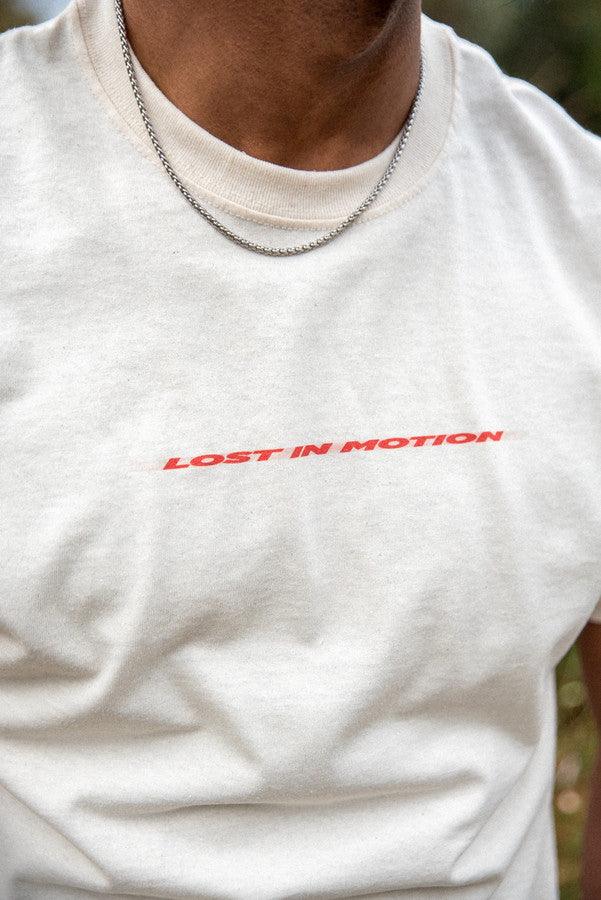 T-Shirt in Neutral With Lost In Motion Logo Print-2