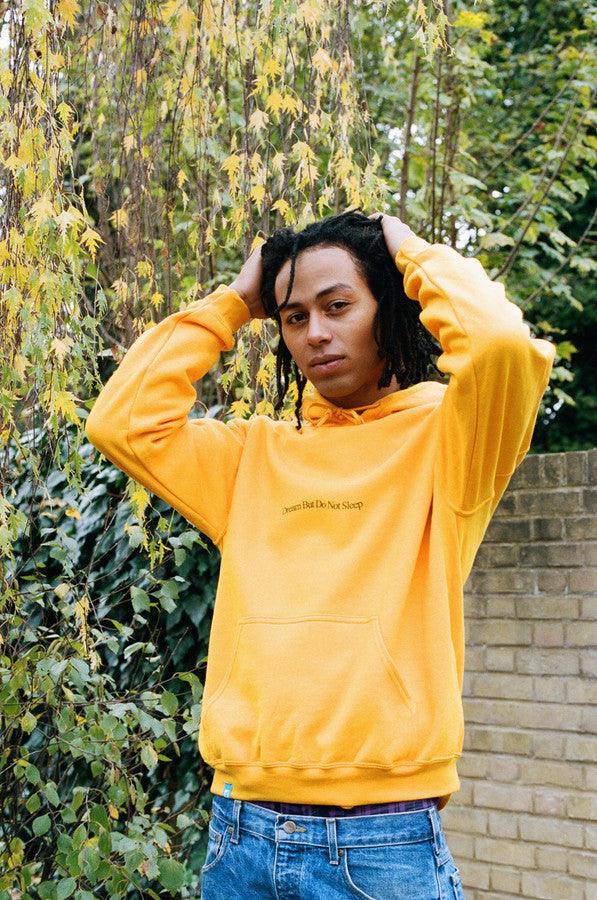 Gold Hoodie With Dream In Infrared Print by Dreambutdonotsleep