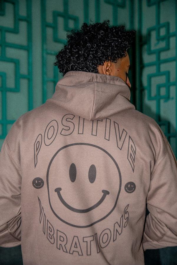 Heavyweight Hoodie in Mocha with 90s Rave Smiley Print by Dreambutdonotsleep