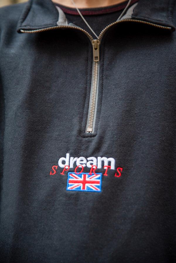 1-4 Zip Sweatshirt In Black With Dream Sports Embroidery-3