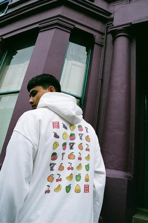 Fruity Casino Slots Design On White Hoodie by Dreambutdonotsleep