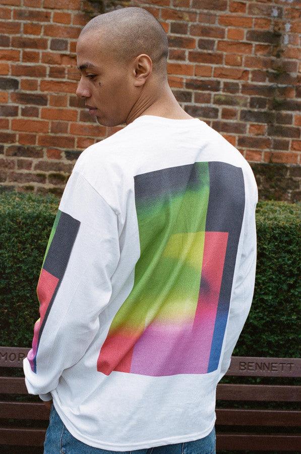 Long Sleeved T-shirt In White With Light Leak Print by Dreambutdonotsleep