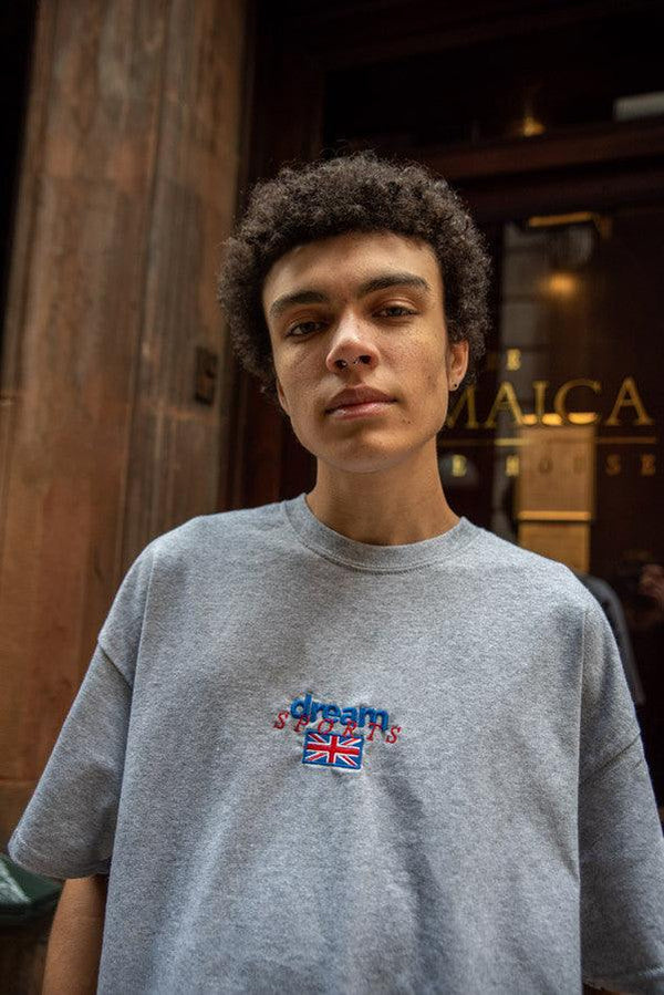 Heather grey T-shirt With Dream Sports Embroidered Logo by Dreambutdonotsleep