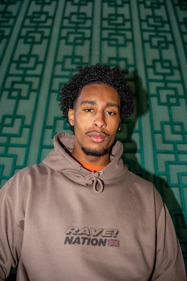 Heavyweight Hoodie in Mocha with 90s Rave Smiley Print by Dreambutdonotsleep