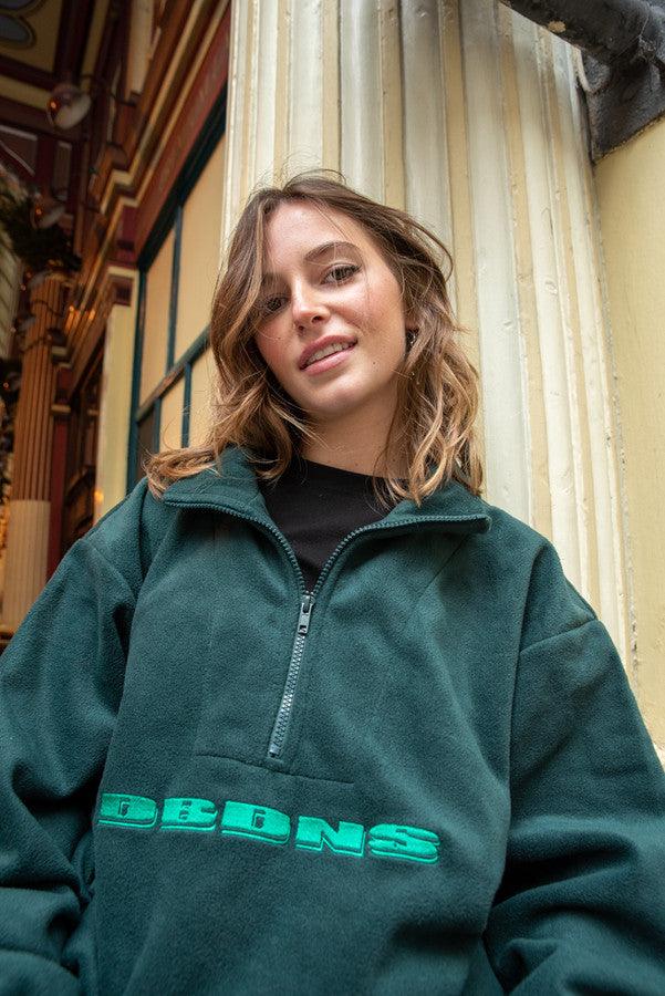 Fleece In Green With Green DBDNS Embroidery by Dreambutdonotsleep